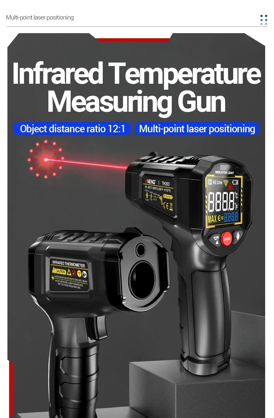 LCD Digital Non-contact Laser IR Infrared Thermometer Temp Meter Temperature Gun