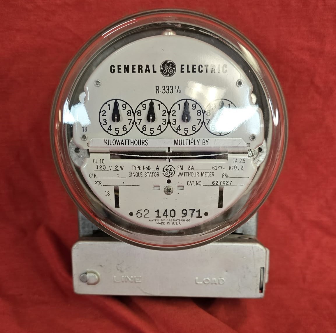 Vintage GE General Electric I-50-A Watthour Electric Meter-Not Tested, R 333 1/3