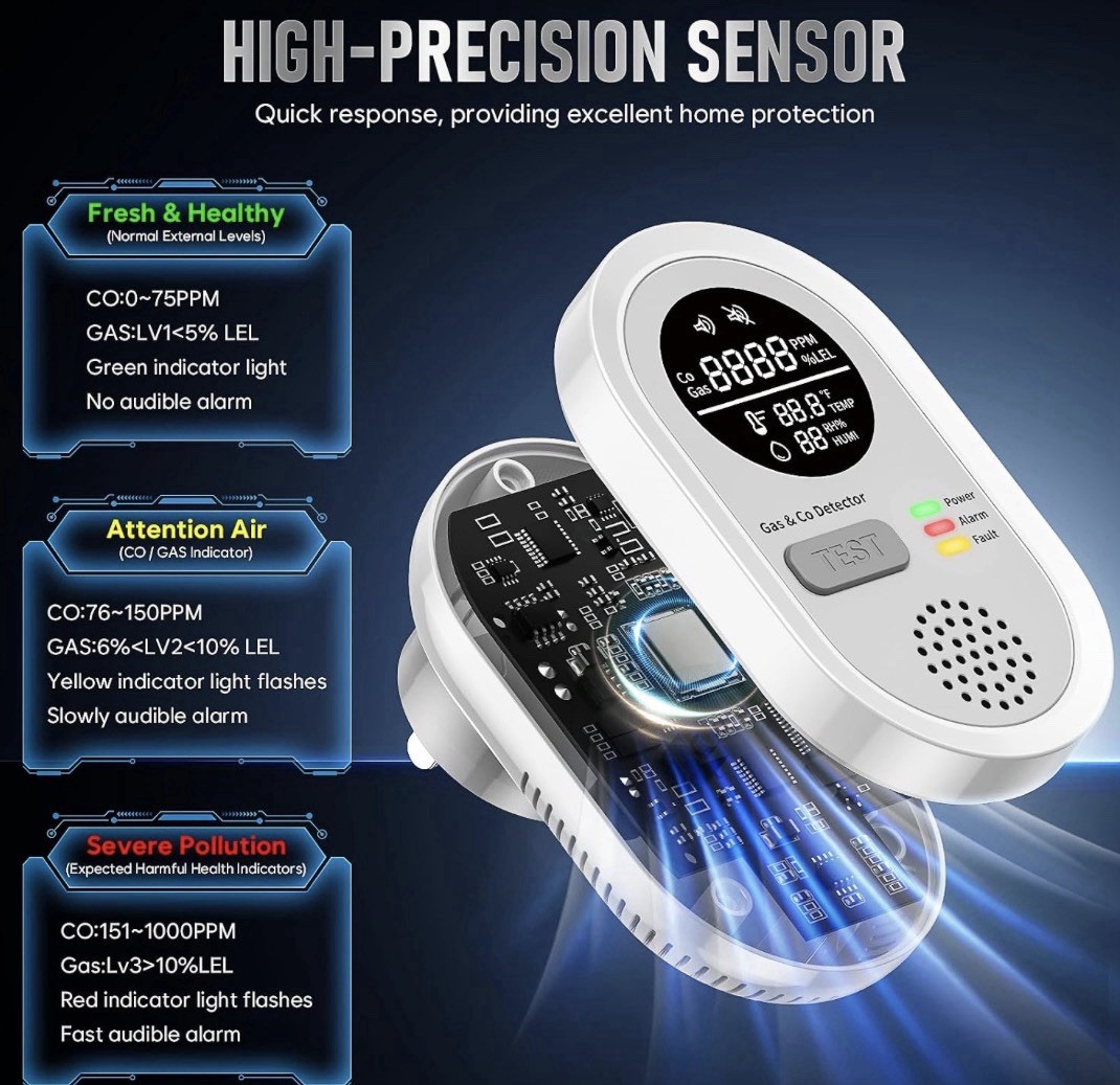 8 in 1 Gas & CO detector