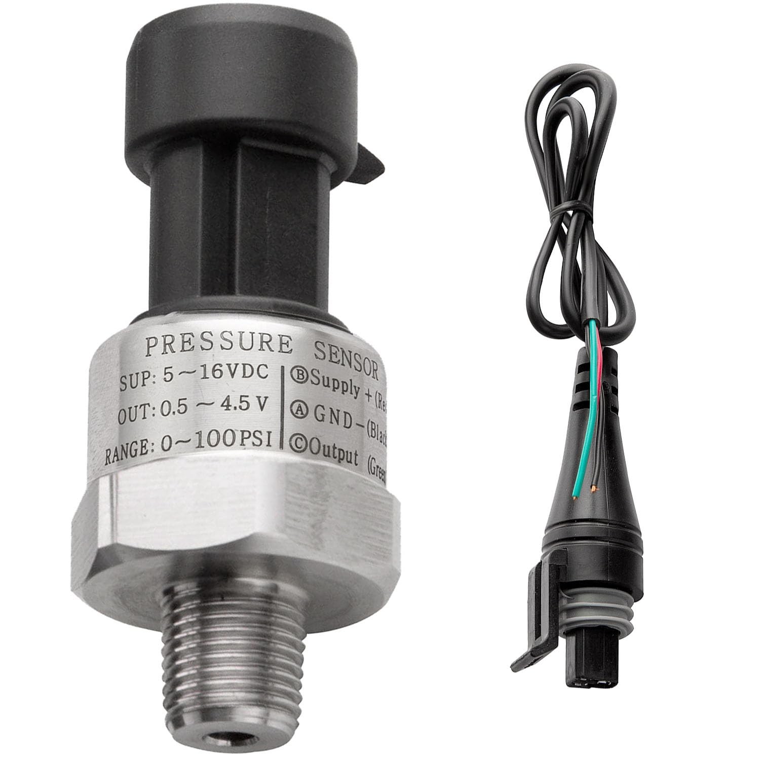 100 Psi Oil Fuel Pressure Sensor Transducer Sender 1/8″ -27 NPT Thread with H…