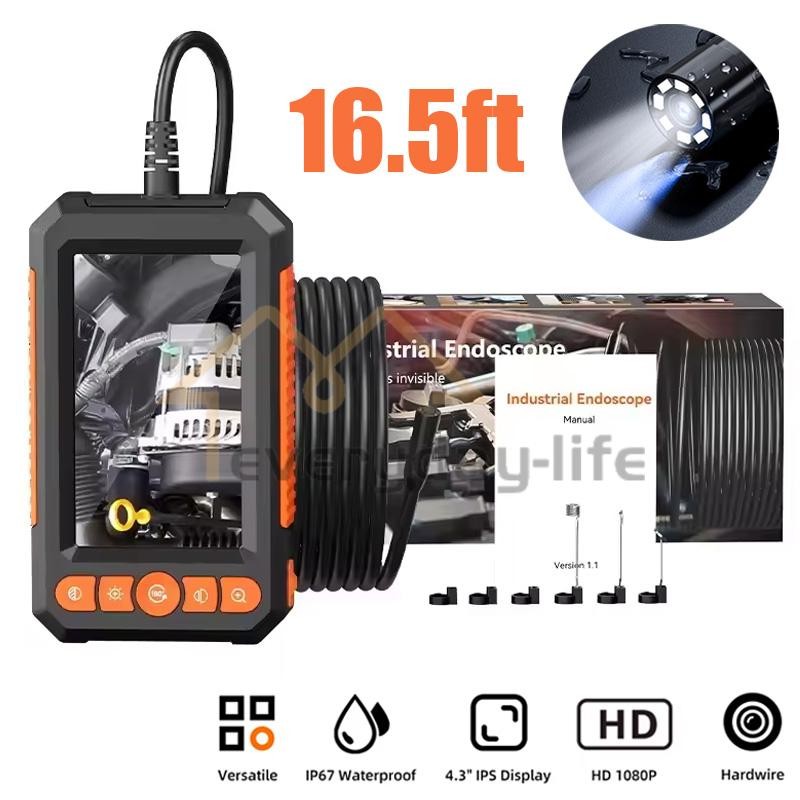 LCD Endoscope 1080P HD Industrial Borescope 4.3inch 8mm Inspection Snake Camera