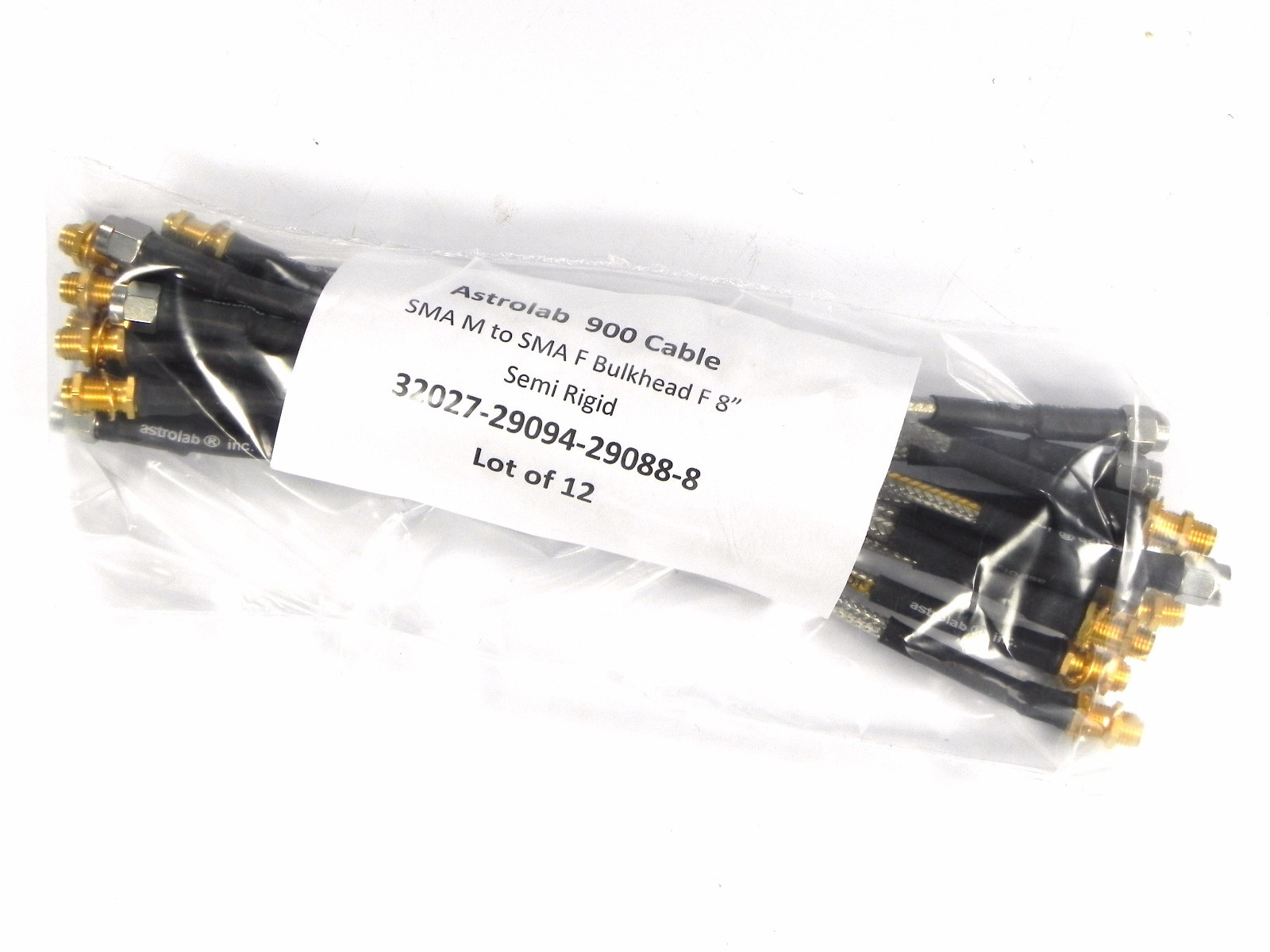 Astrolab 900 Cable, SMA M to SMA F Bulkhead F 8″ Semi Rigid Lot of 12