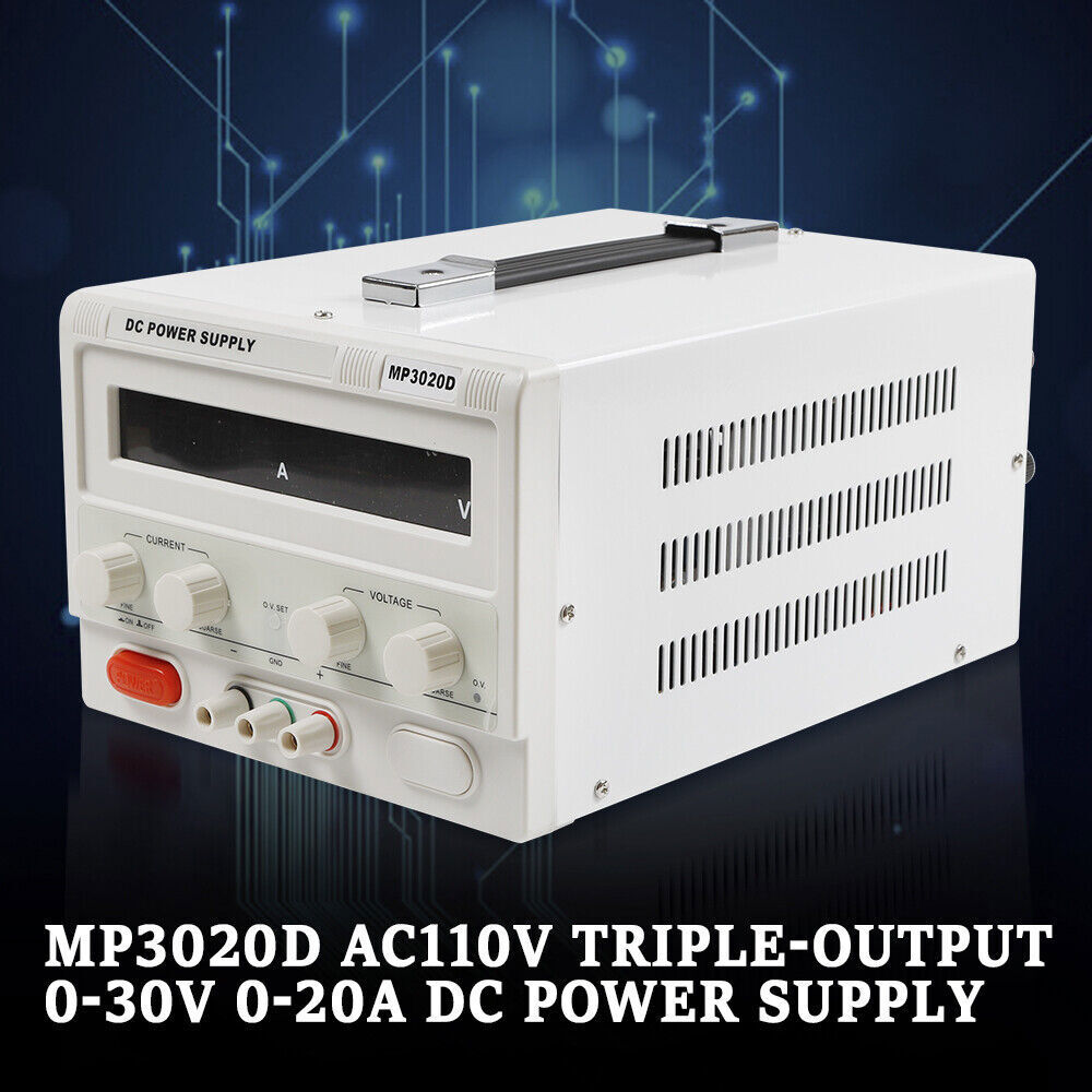 MP3020D LED Regulated Variable Lab DC Bench Power Supply 0-30V 0-20A +Power Line