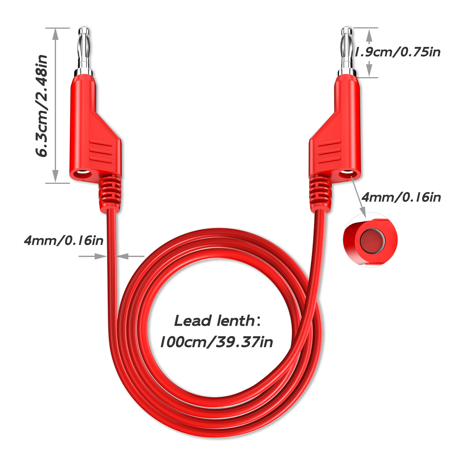 10PCS Stackable Banana to Banana Plug Test Leads Soft Electrical Test Cable Wire