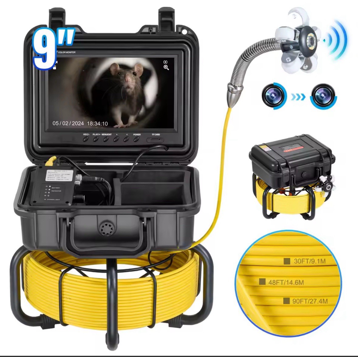 SucceBuy WP9608F Sewer Camera 98ft 0.9in 1080P 36X Zoom LED LCD