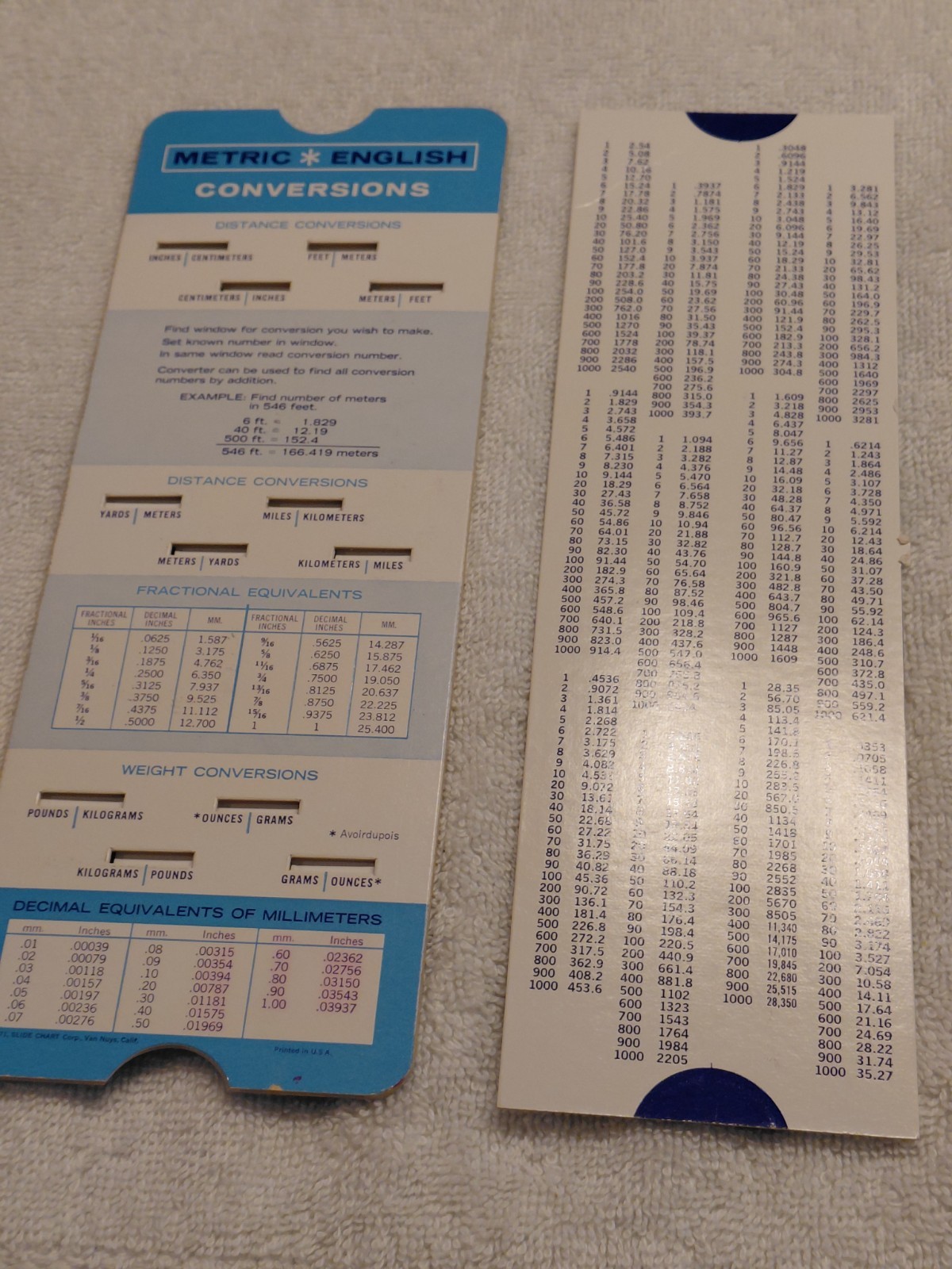 Wm Powell Company Metric English Conversions Slide Vtg 1971 VGUC