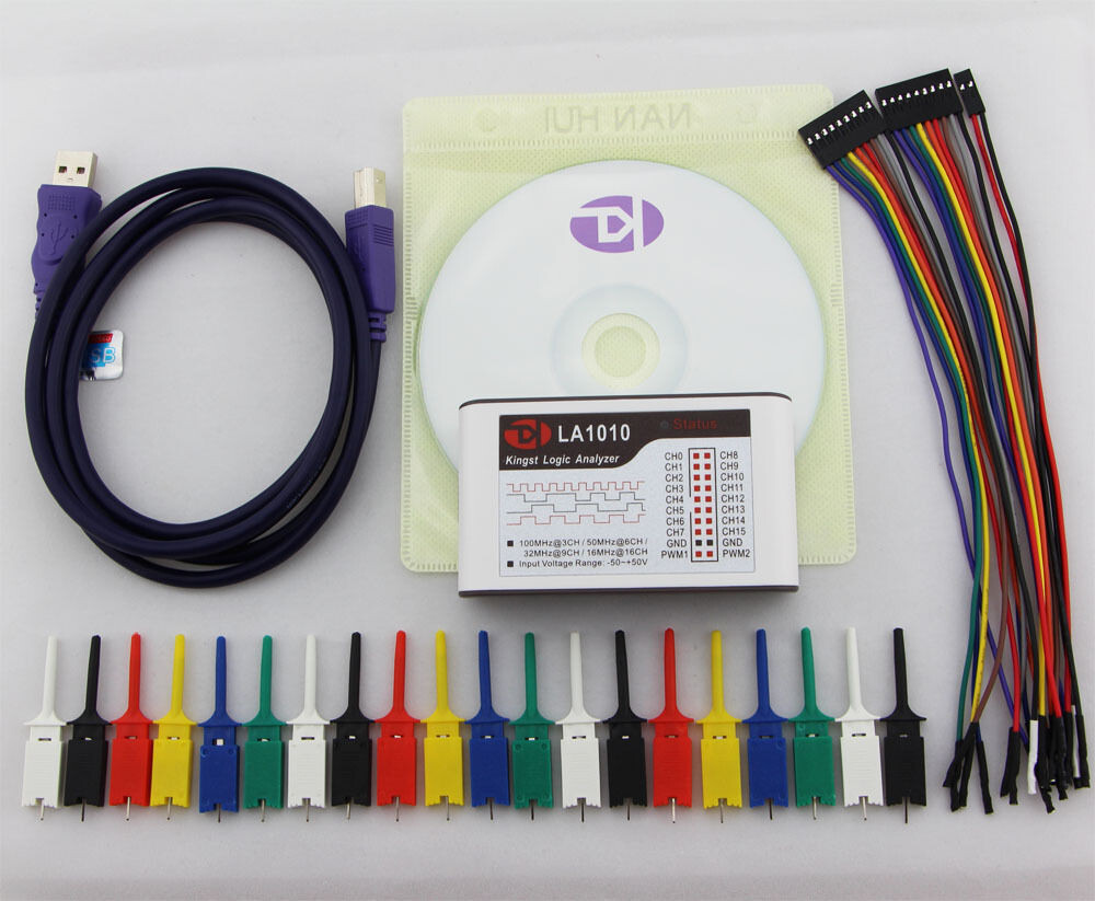LA1010 USB Logic Analyzer 16 input channels 100MHz with the English PC software