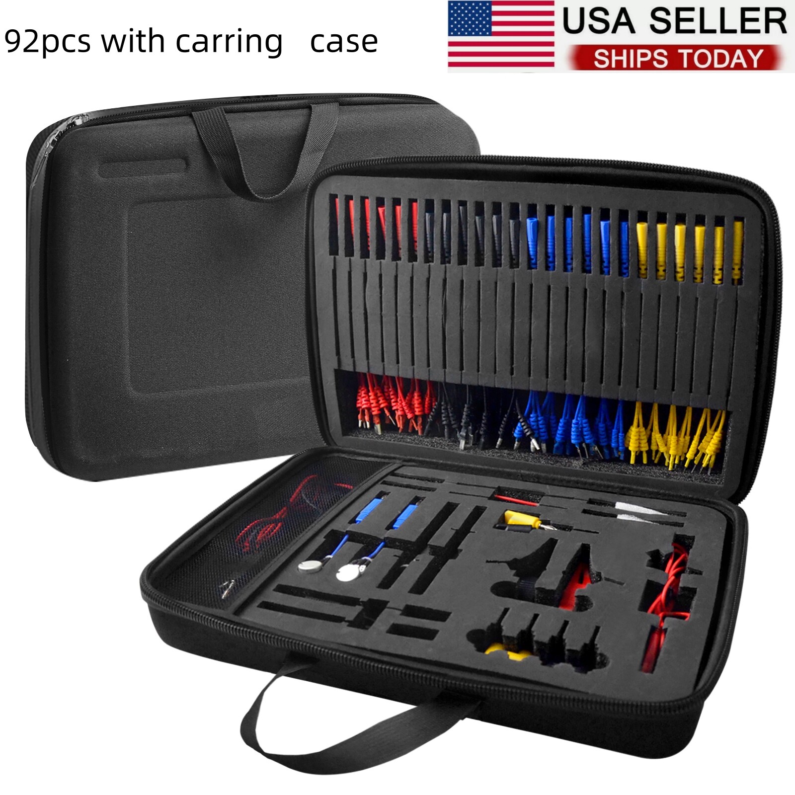 92PCS Automotive Multimeter Circuit Test Leads kit Electric Probe Alligator Clip