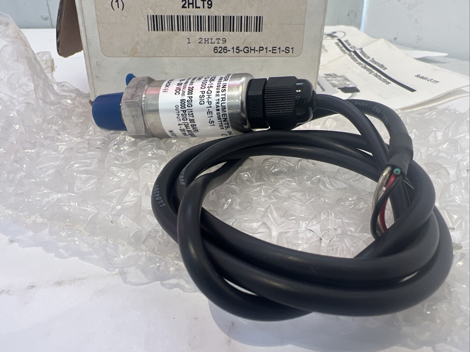 Dwyer 626-15-Gh-P1-E1-S1 Pressure Transmitter,0-1000Psi,36In Lead