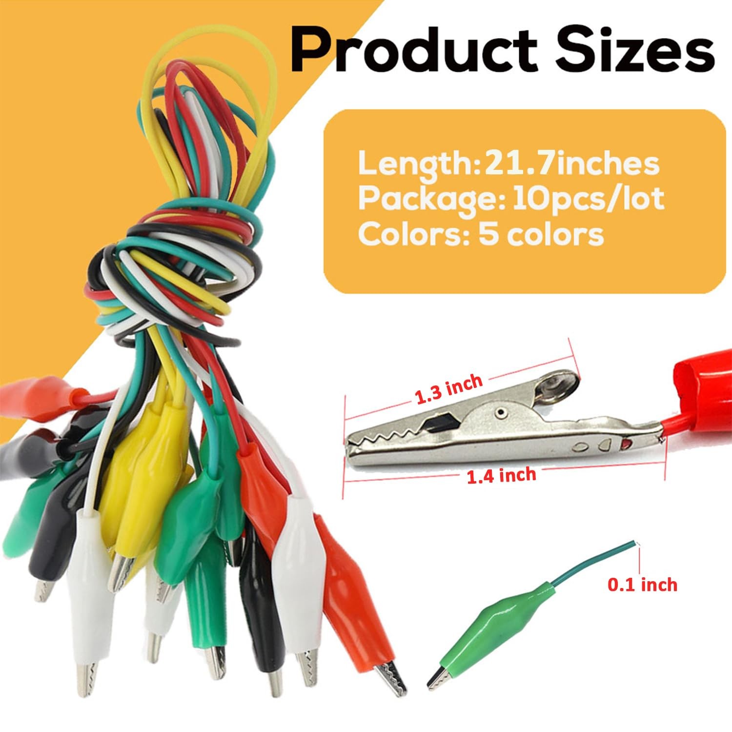 10PCS Alligator Clip Test Leads Electrical Jumper Wires Circuit Probes Set