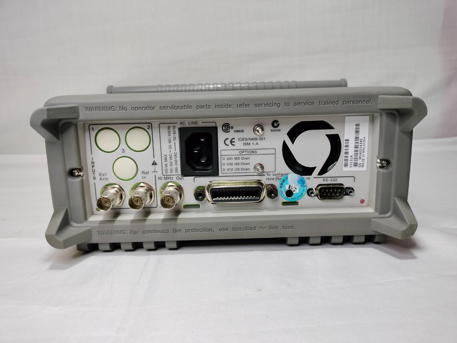 HP Agilent 53131A 225 MHz Universal Counter 170 VA Max S/N: MY40014345