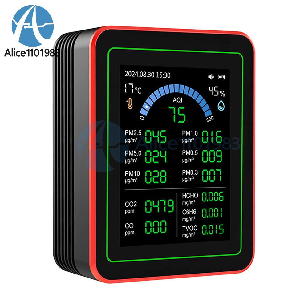 10in1 18in1 Air Quality Detector PM2.5 10 PM HCHO TVOC CO2 Formaldehyde Monitor