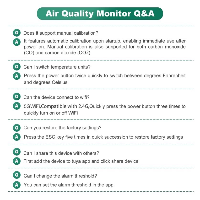 10 in 1 Indoor Air Quality Monitor 7″ Display App CO2 PM2.5 for Home & Office