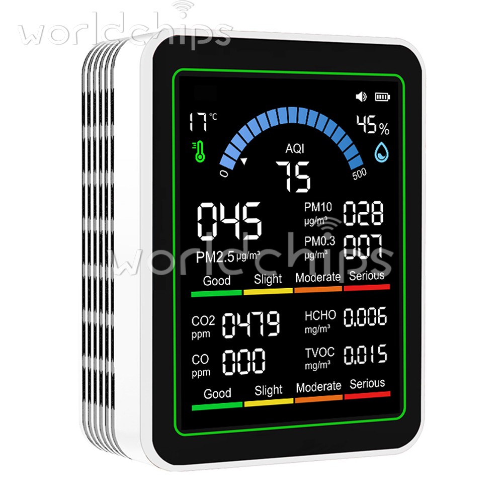 10-in-1 Air Quality Detector PM2.5 PM10 PM HCHO TVOC CO CO2 Formaldehyde Monitor