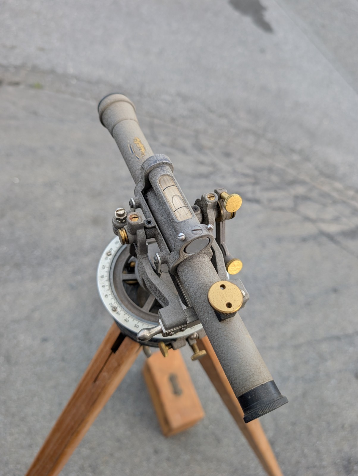 Vintage DAVID WHITE Surveyor Transit Level With Case Tripod Antique Brass