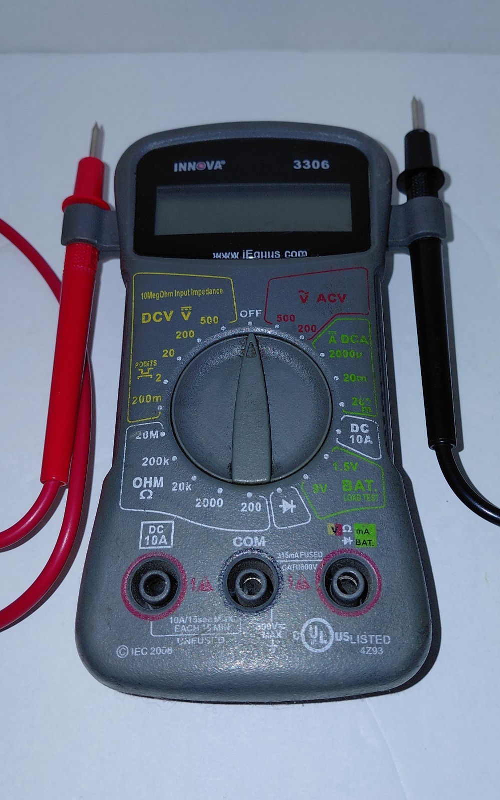 Innova 3306 Hands-Free Auto Ranging Digital Multimeter Tester with Leads
