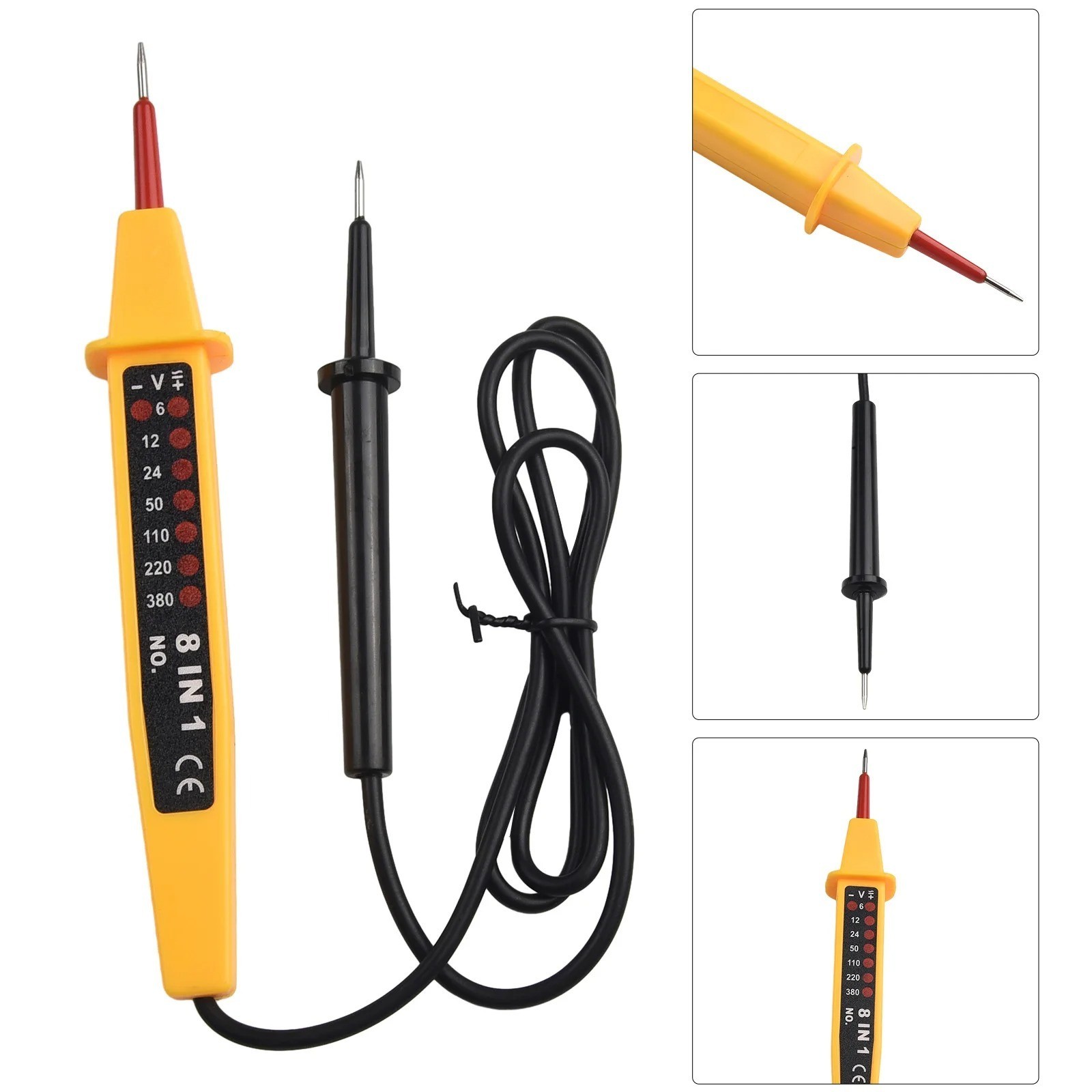 8-In-1 Electric Voltage Tester Pen 6-500V AC/DC Circuit Detector Test Tool