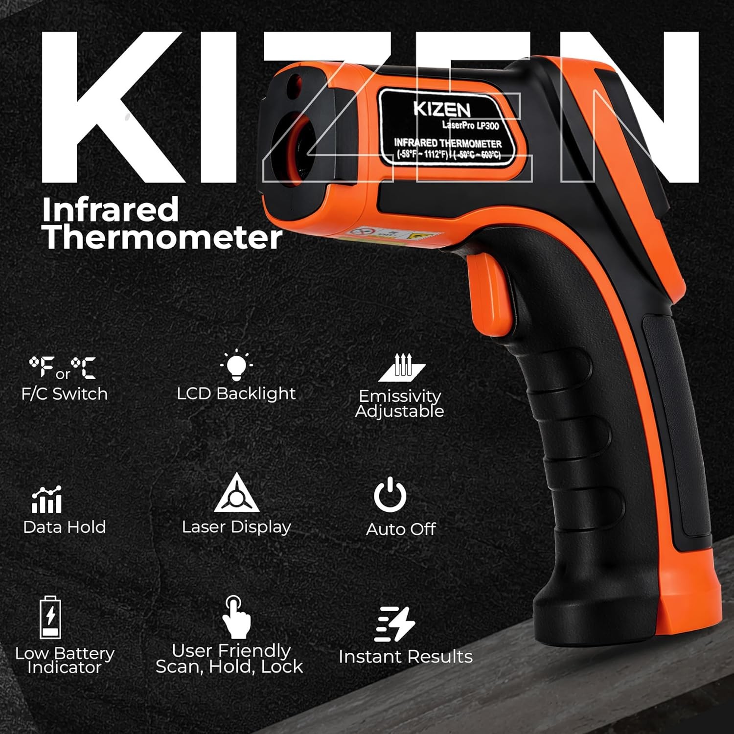 Infrared Temperature Gun – Handheld Surface Thermometer for Griddle Grill Pizza