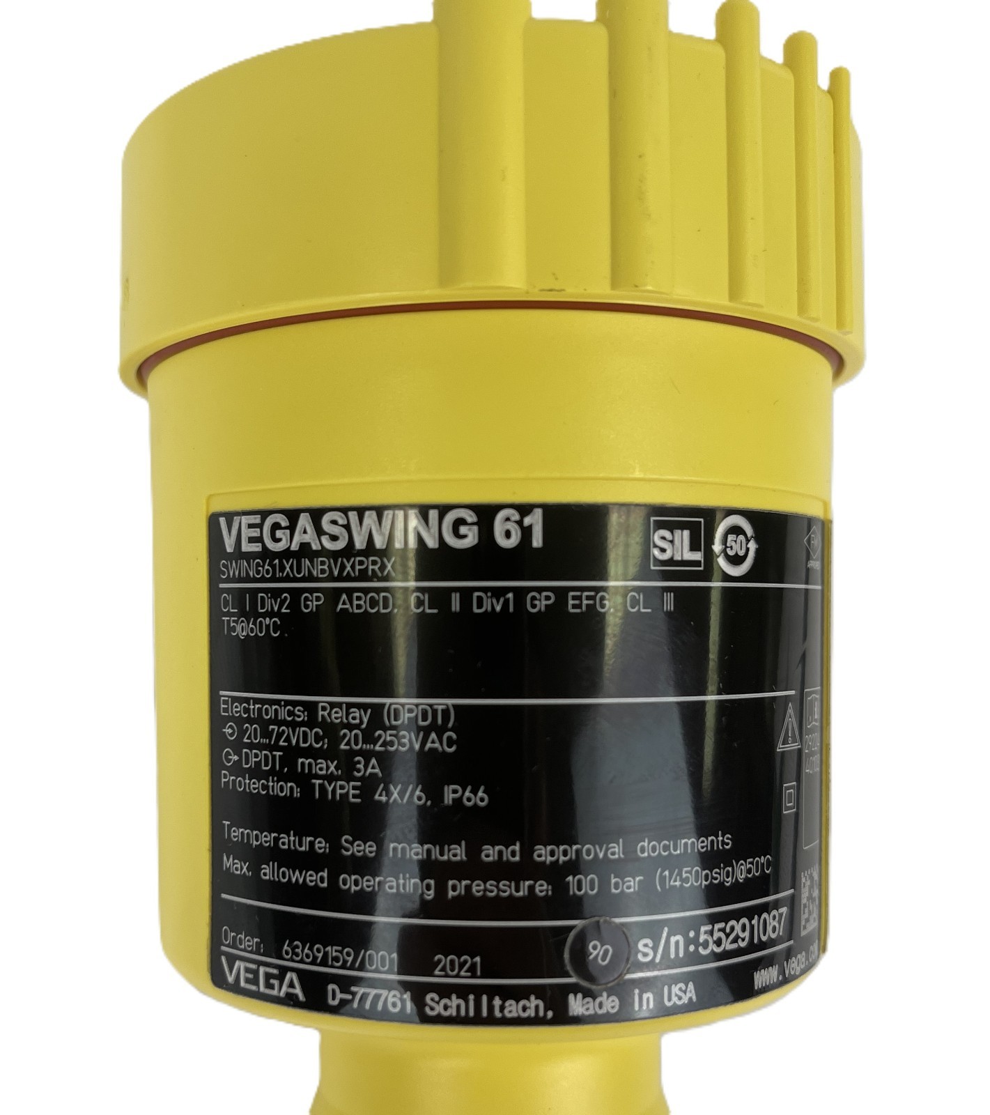 VEGA, VEGASWING 61, SWING61.XUNBVXPRX, VIBRATING LIQUID LEVEL LIMIT SWITCH, NEW