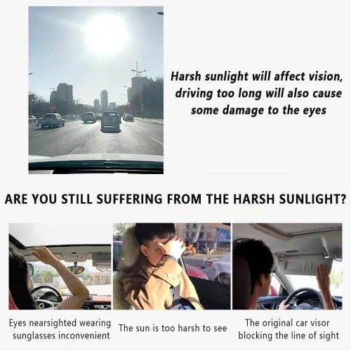 2Pcs Visor for Car (Upgraded Version to Block Harmful UV Rays) Adjustable Angle,