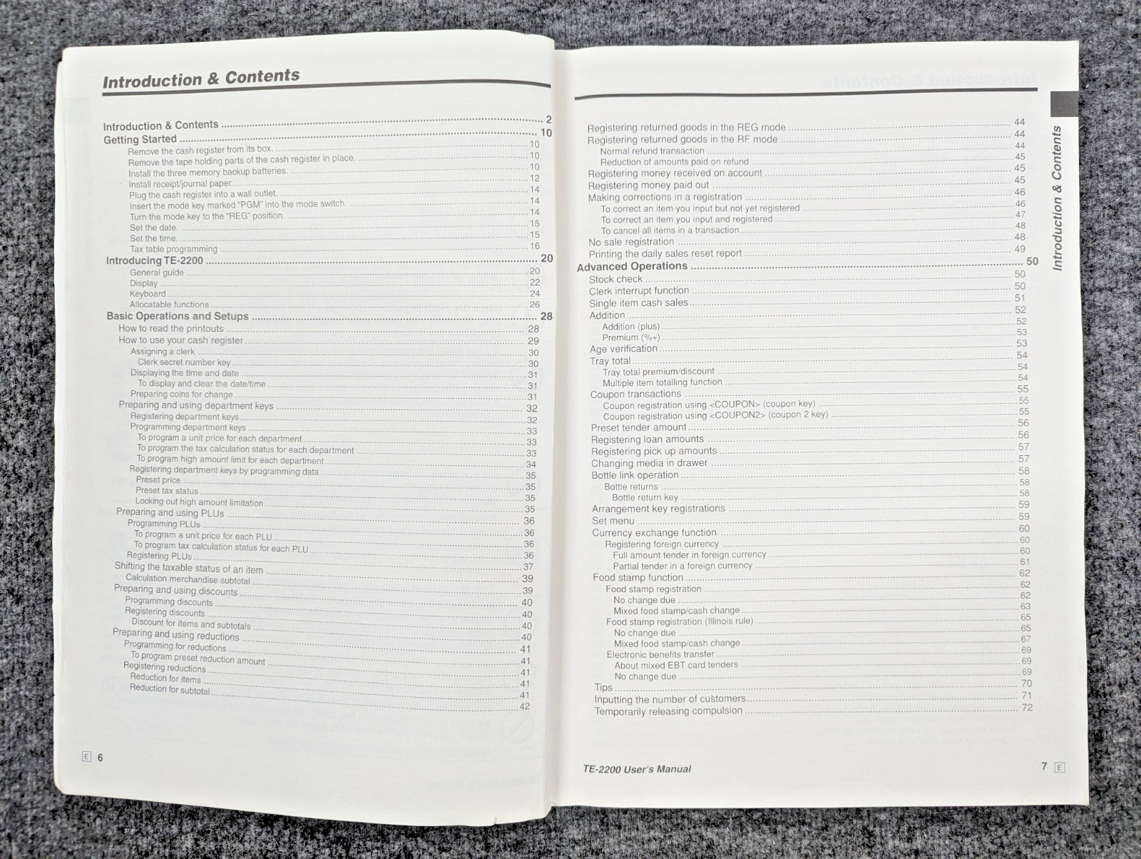 Casio TE-2200 OEM Cash Register Instruction Manual English & Spanish