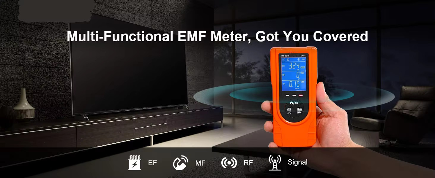 3-in-1 EMF Meter 5Hz-3.5GHz Rechargeable LCD EMF Radiation Tester Handheld Scans