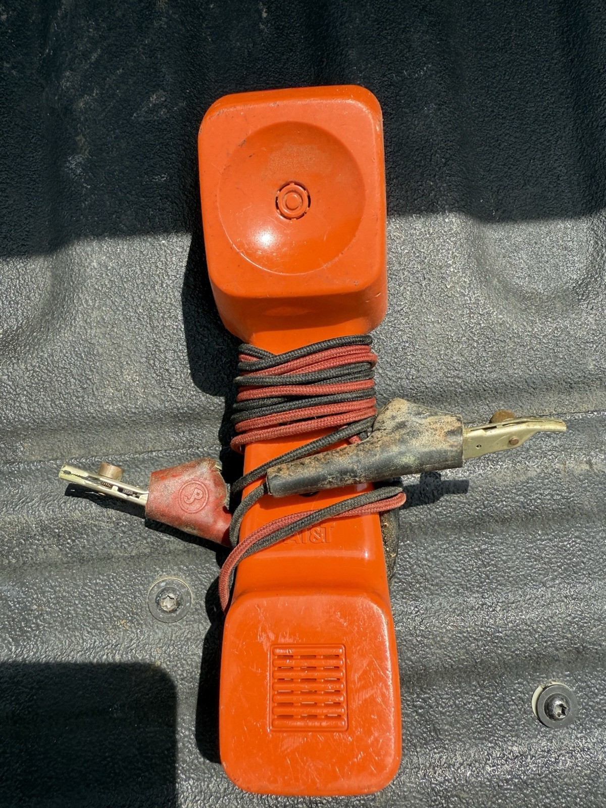 Vintage AT&T Phone Line Tester Push Button Lineman Set Orange