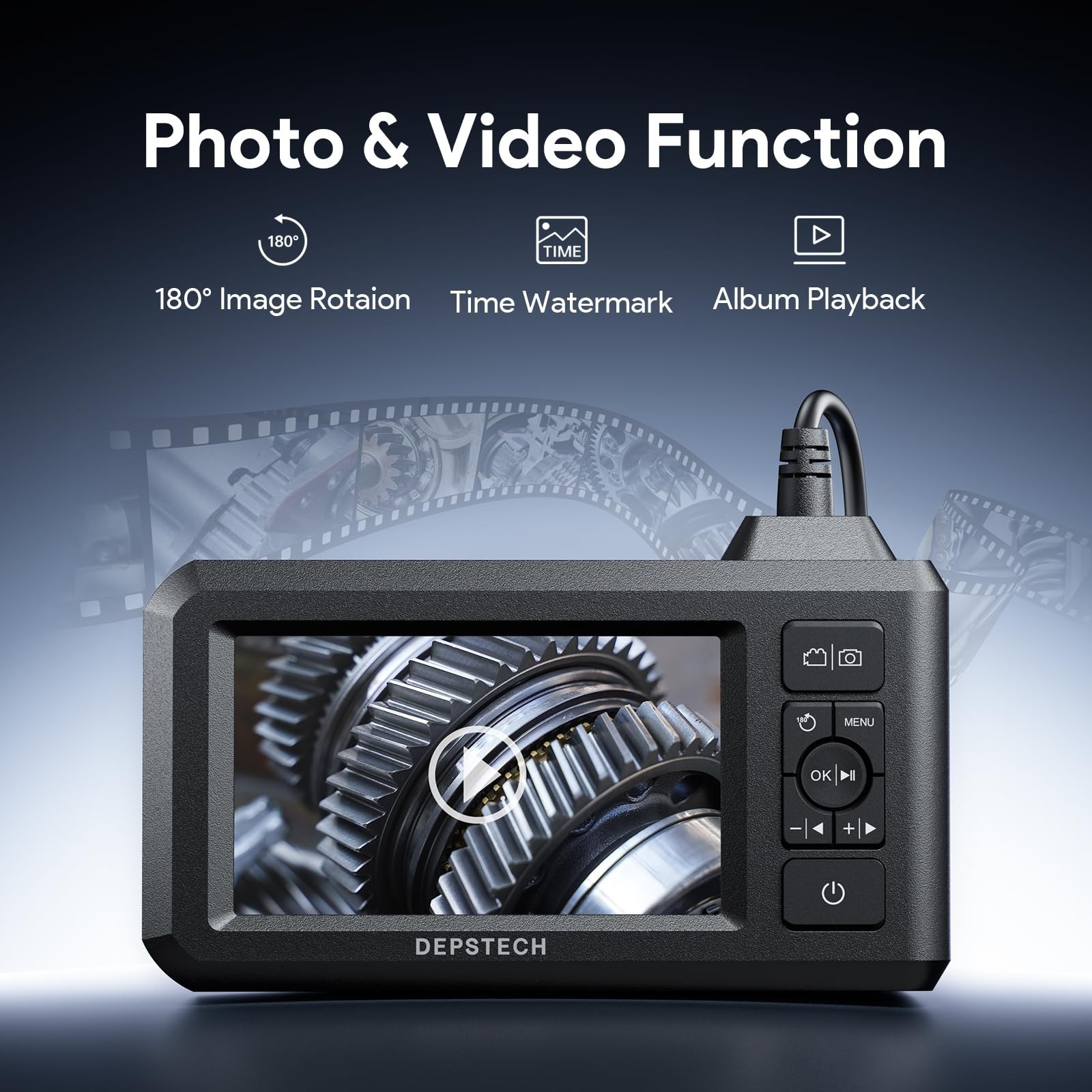 Dual Lens Endoscope Camera 16.5FT, 1080P HD, Waterproof Borescope for Automotive