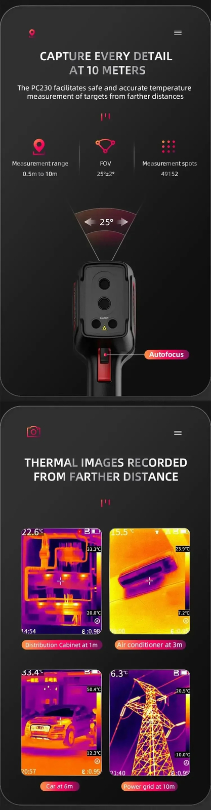 Guide PC230 Thermal Camera Imager 256×192 Infrared Leakage Tracking Inspection