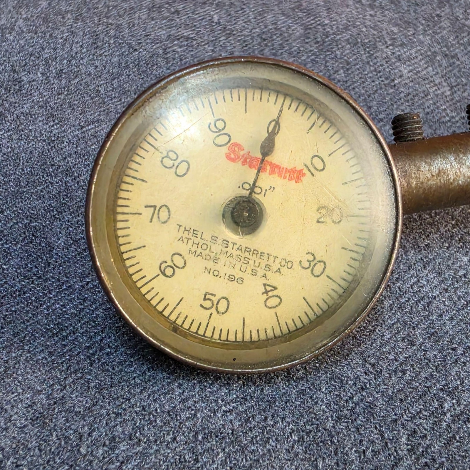 Vintage Starrett No.196 Dial Test Indicator Machinist Tool Set Made In USA Steel