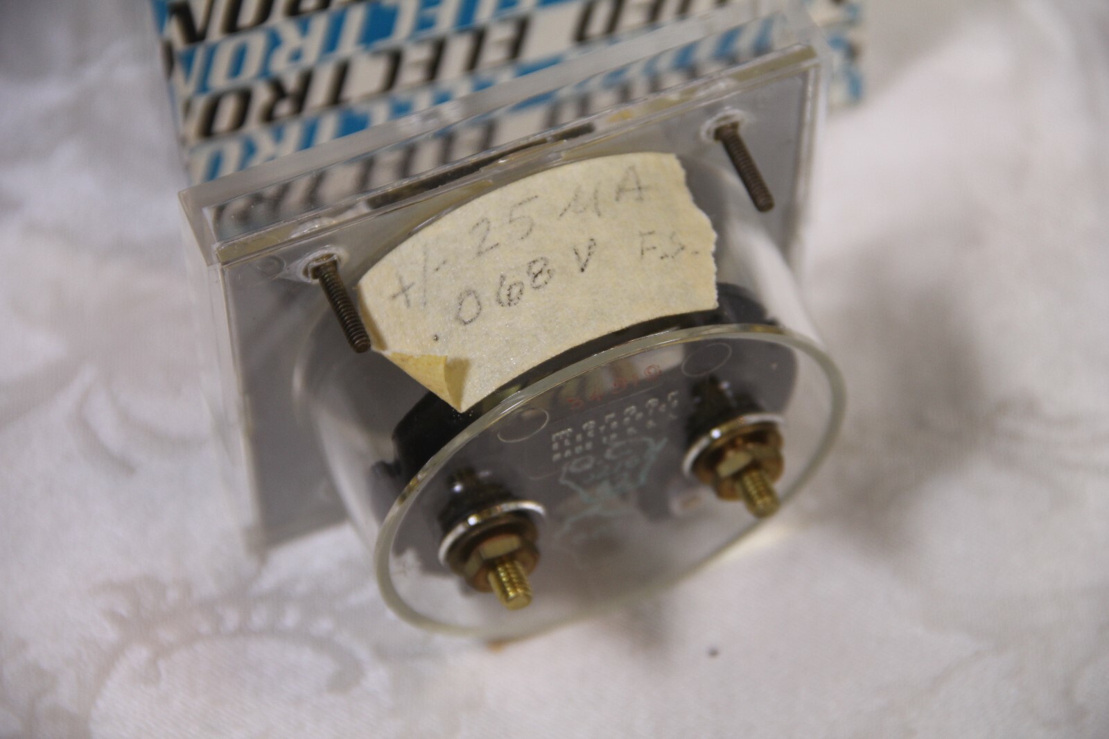 Vintage Mercer 3.5″ Blank Face Panel Meter in Allied Box Labeled +/- 25ma
