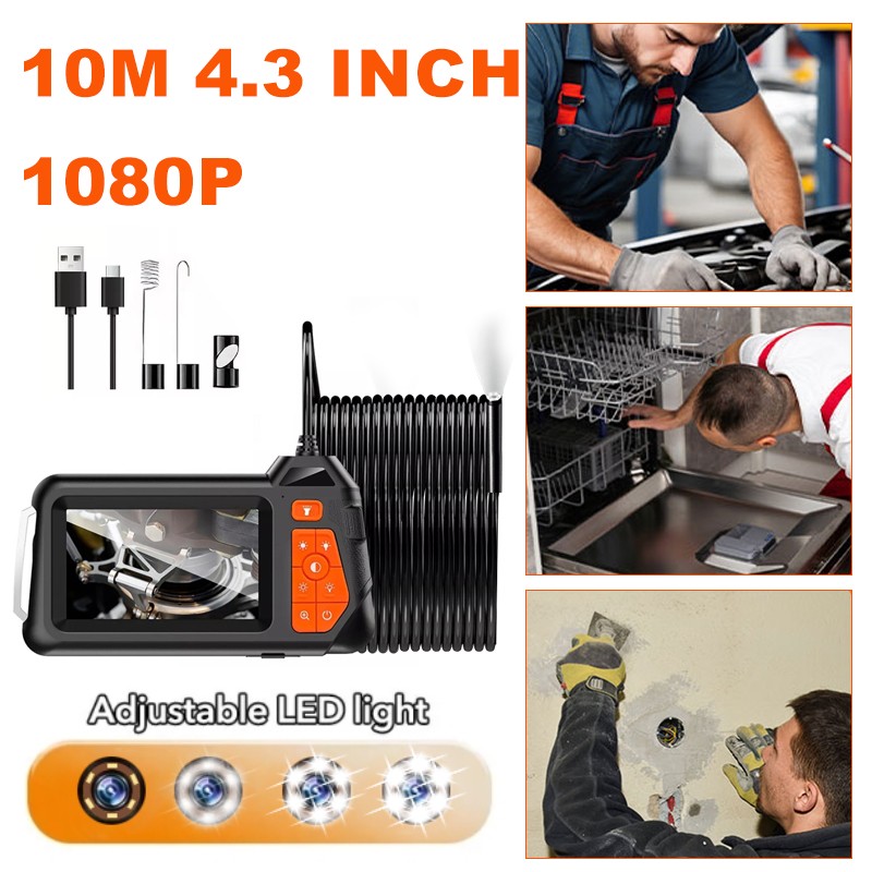 HD LED Industrial Endoscope Borescope 1080P 5.5mm Inspection Camera IP67 4.3inch