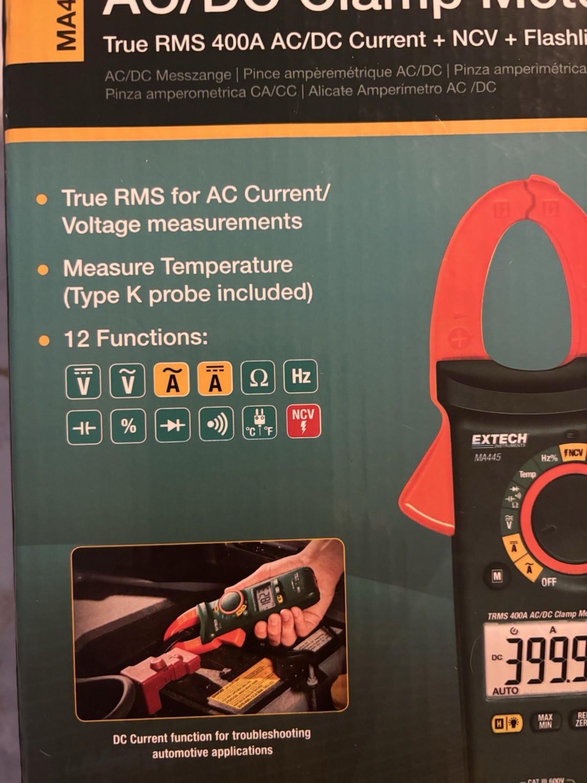 Extech MA445: True RMS 400 Amp AC/DC Clamp Meter with NCV
