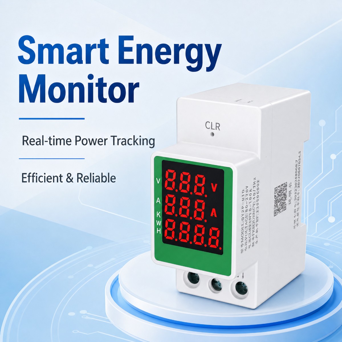 Electric Power Meter Monitor Watt Power KWH Din Rail AC 110V 220V 100A Voltmeter