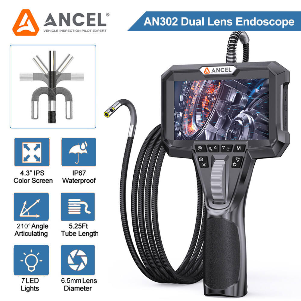 ANCEL AN302 4.3 Inch Industrial Endoscope Camera 2-Way Articulating Borescope