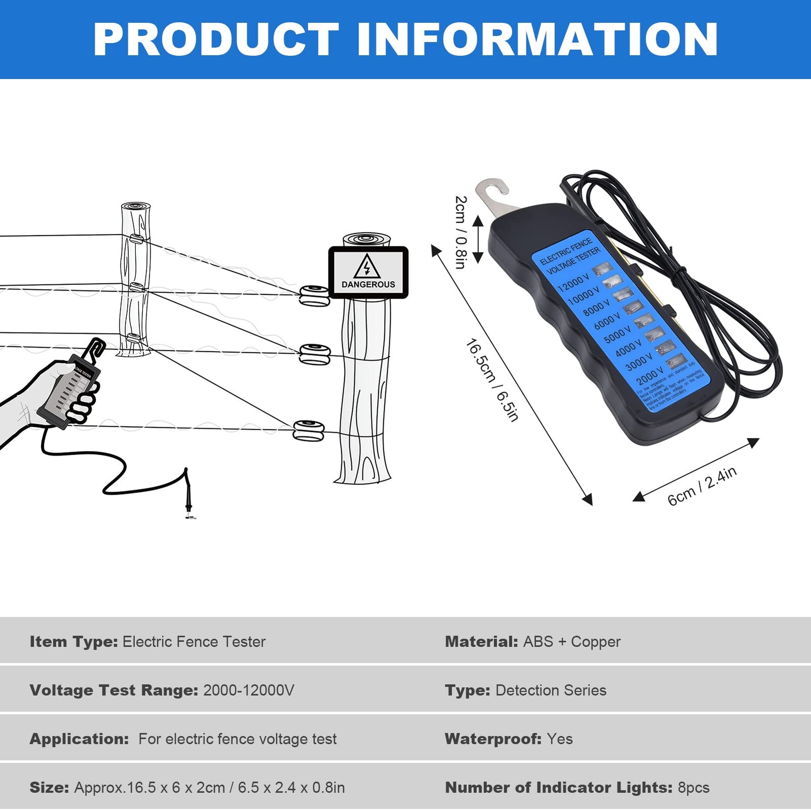 Electric Fence Voltage Tester, Electric Fence Voltage Tester Maximum 12 kV, F…