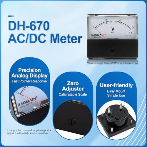 Baomain Voltmeter DH-670 AC 0-30V Rectangular Class 2.5 Analog Panel Volt Voltag
