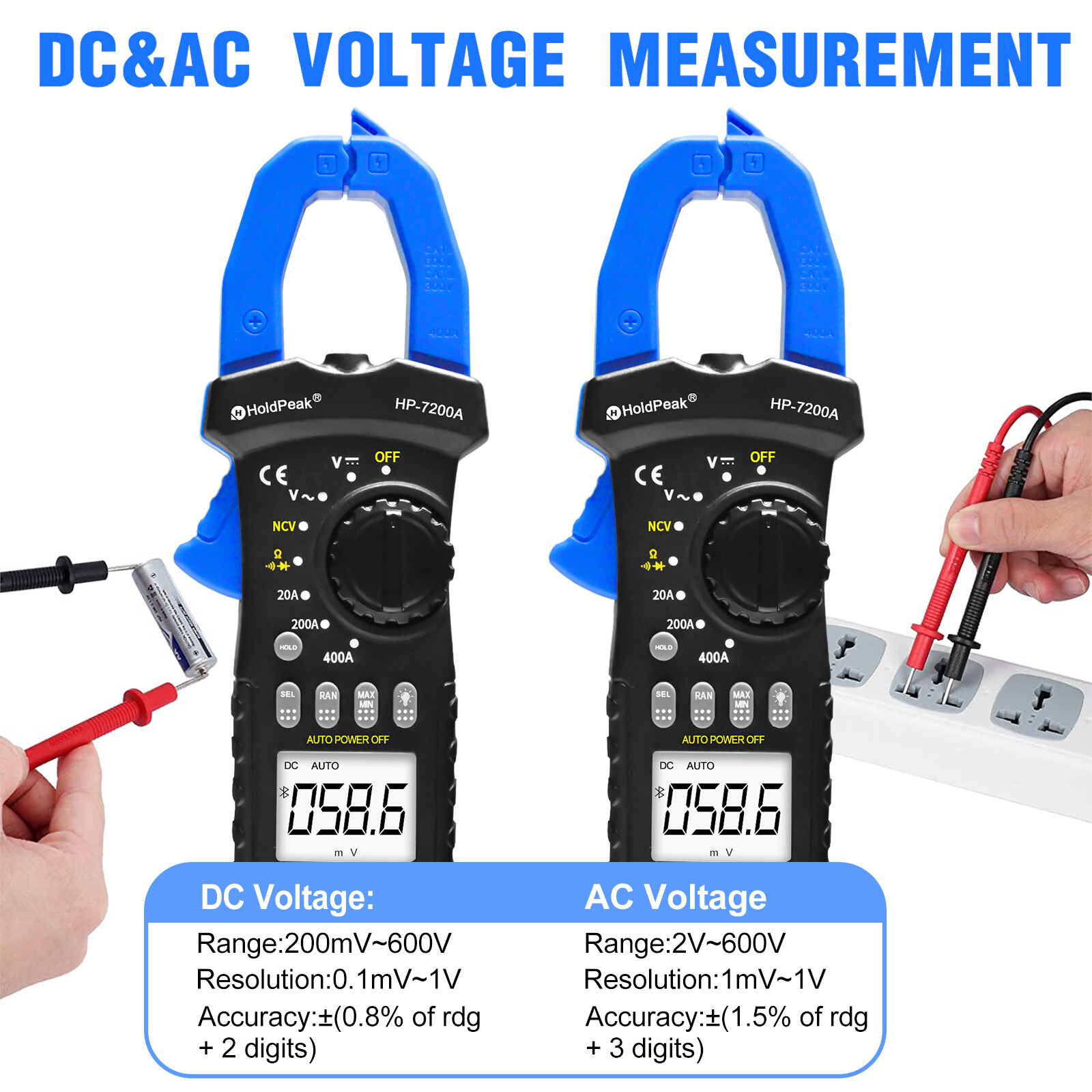 Clamp Meter TRMS 6000 Counts NCV Digital Clamp Multimeter DC AC Current Volt Amp