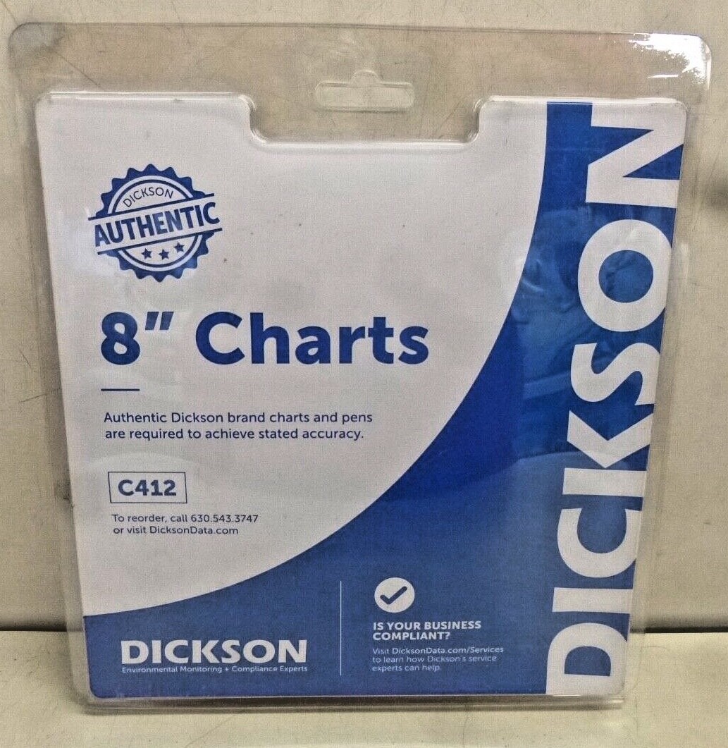 NEW Dickson Chart, 8 In, Range 0 to 100 C, 7 Day, PK60, C412