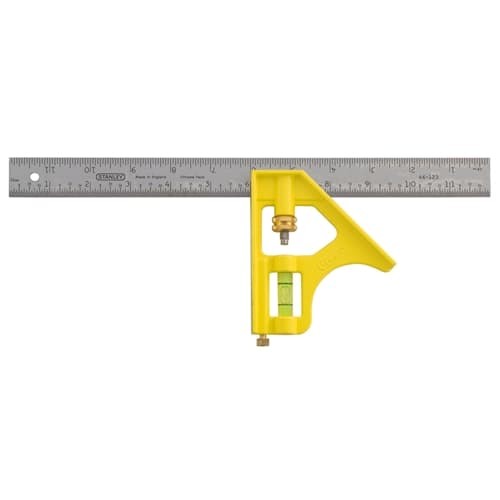 Stanley 46-028 12in Combination Square Premium Die-Cast Handle Brass