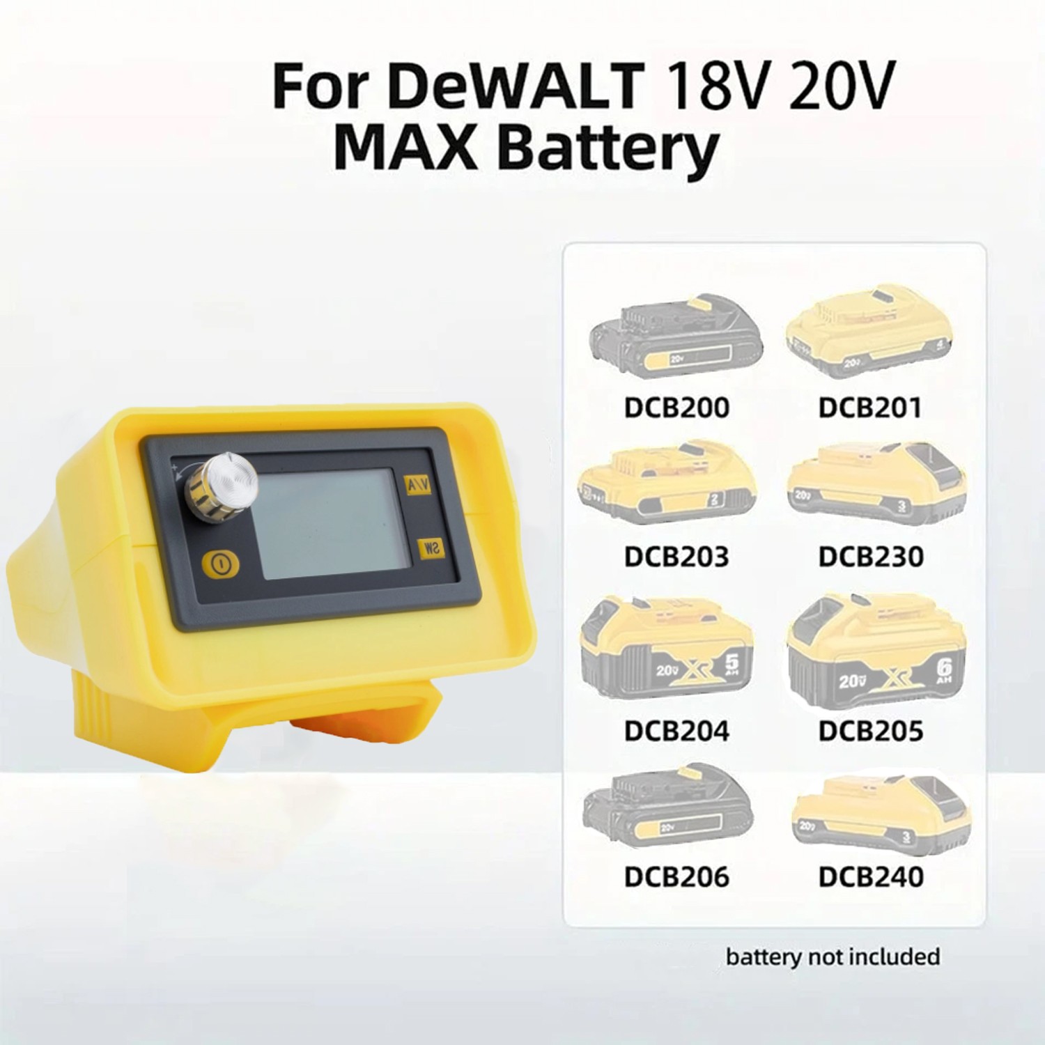 DC Power Supply Adjustable Voltage Digital Display For Dewalt 20V MAX Battery US