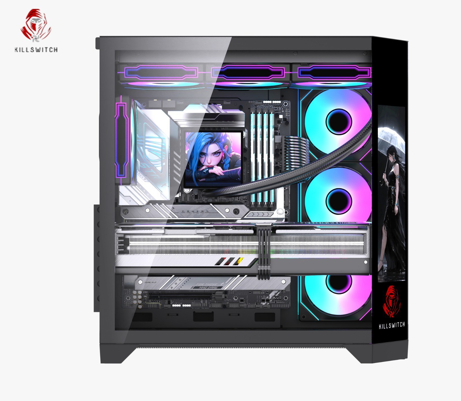 KILLSWTICH – KS MXJ PLUS – ATX/MATX/ITX GAMING PC CASE w/ SCREEN, PSU & 4 FANS