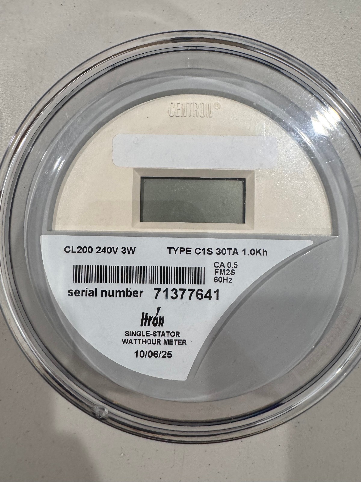 Itron Centron C1S Electric Meter CL200 240V 3W FM2S RV Sub-metering Digital