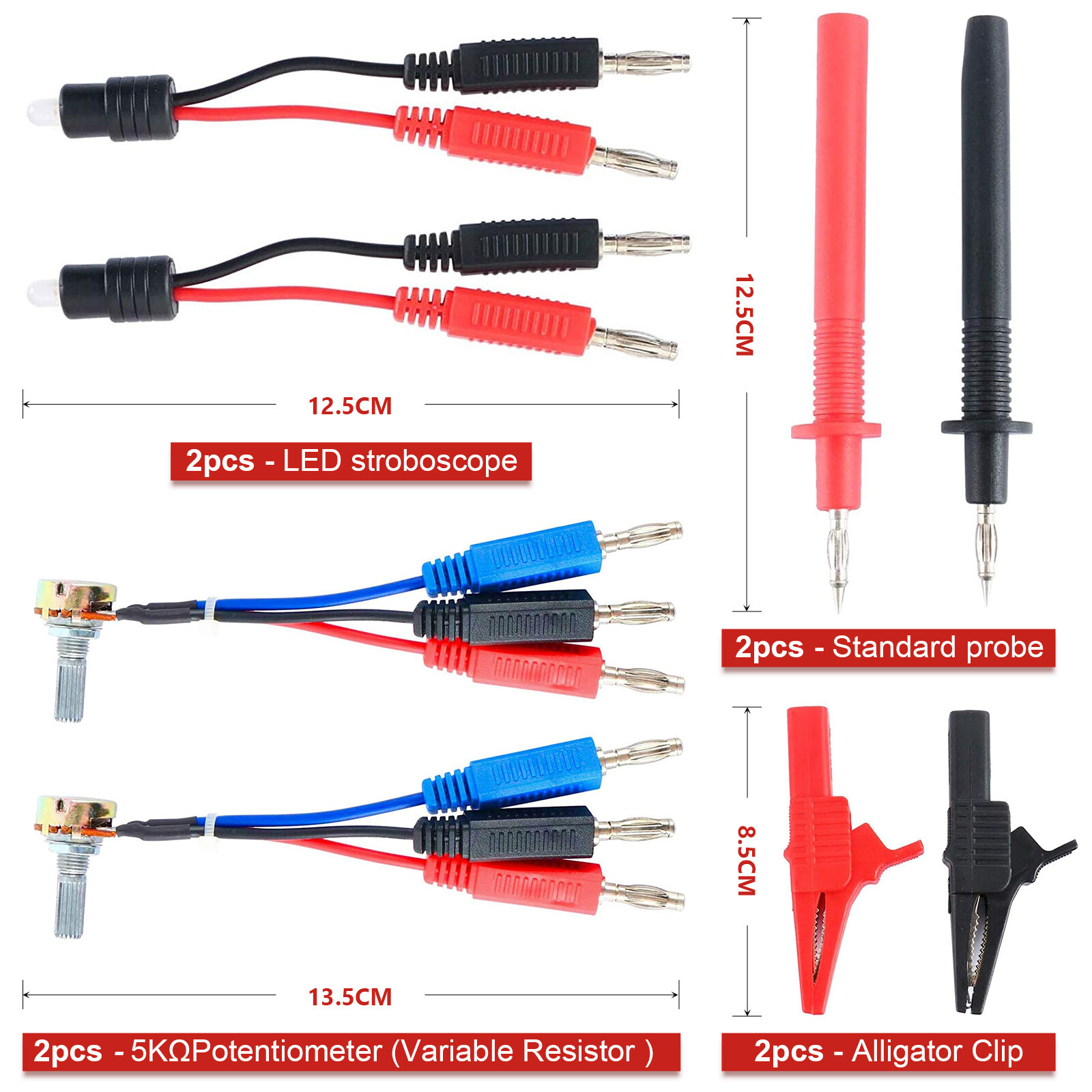 92PCS Automotive Multimeter Circuit Test Leads kit Electric Probe Alligator Clip