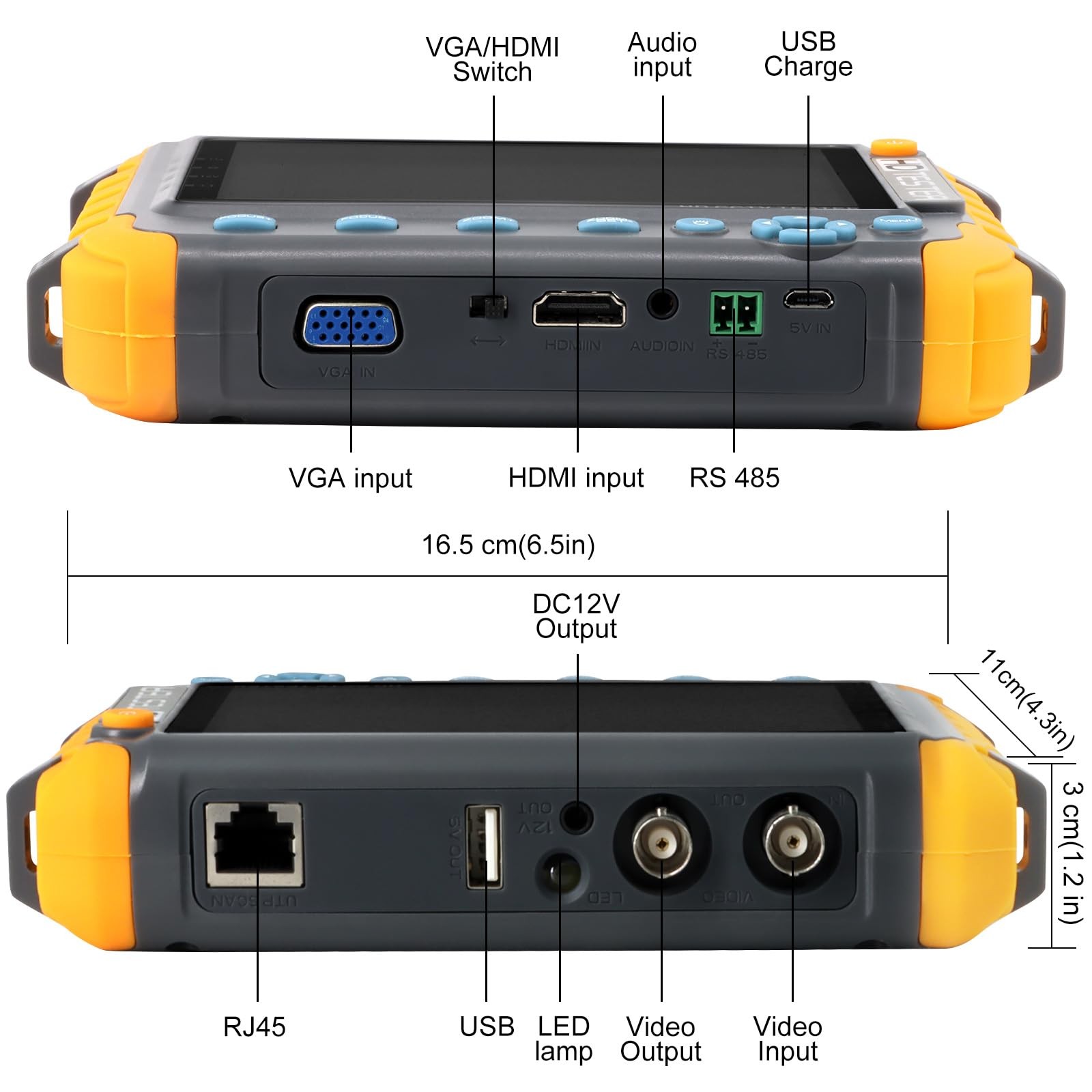 Anpviz 5 Inch 4 in 1 CCTV Monitor Tester, AHD/TVI/CVI/CVBS IV8-GM, Orange