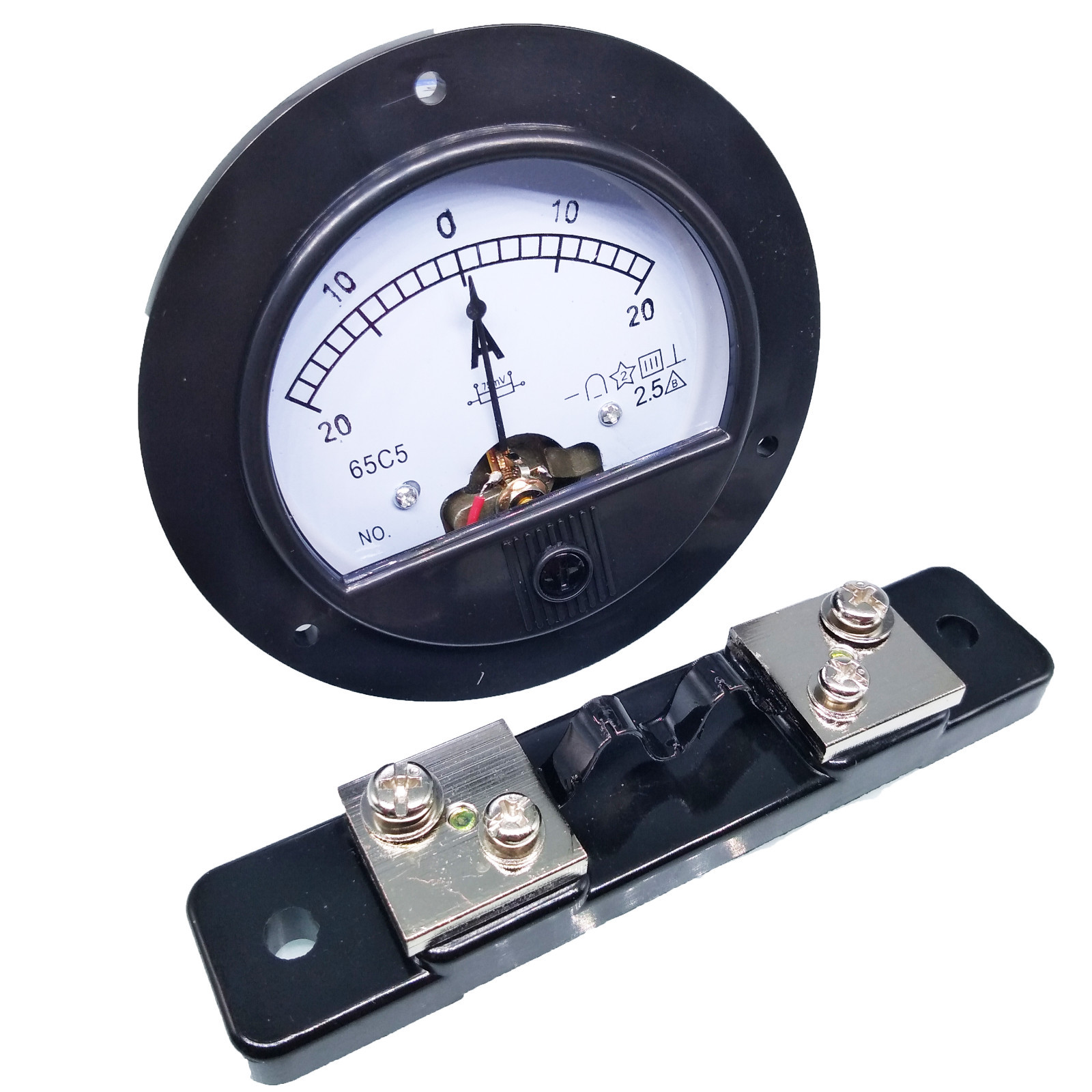 DC -20A ~ +20A Analog AMP Current Needle Panel Meter Ammeter & Shunt