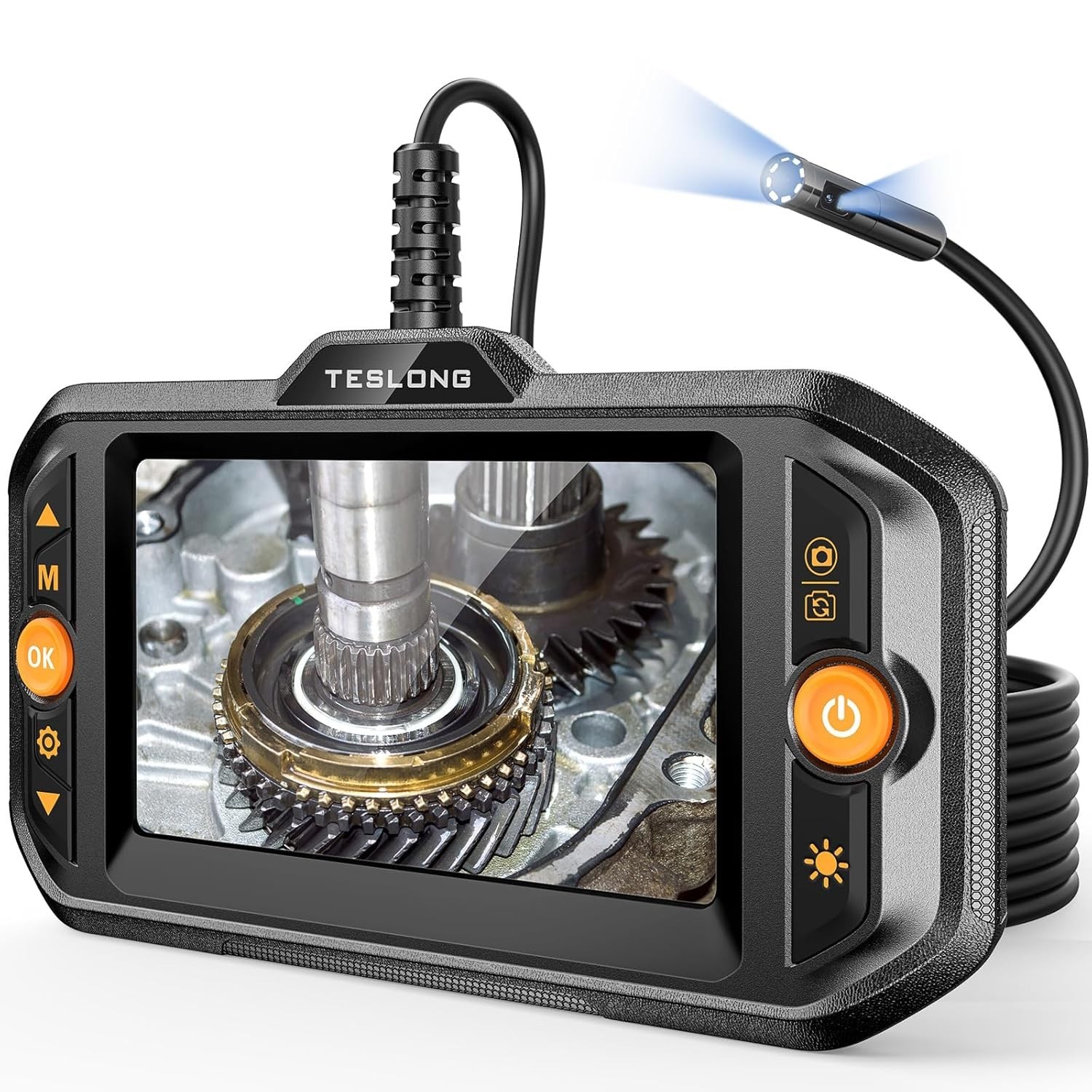 Dual Lens Endoscope w/Light Mechanic Borescope Inspection Camera Fiber Optic