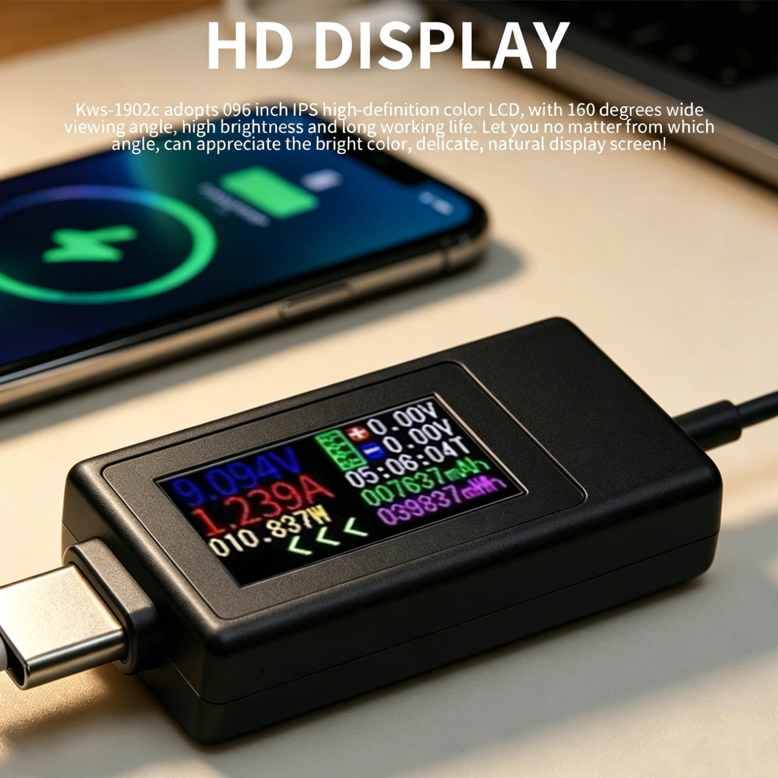 10 in 1 USB Type C Bi-directional Tester DC Voltage Current Capacity Meter