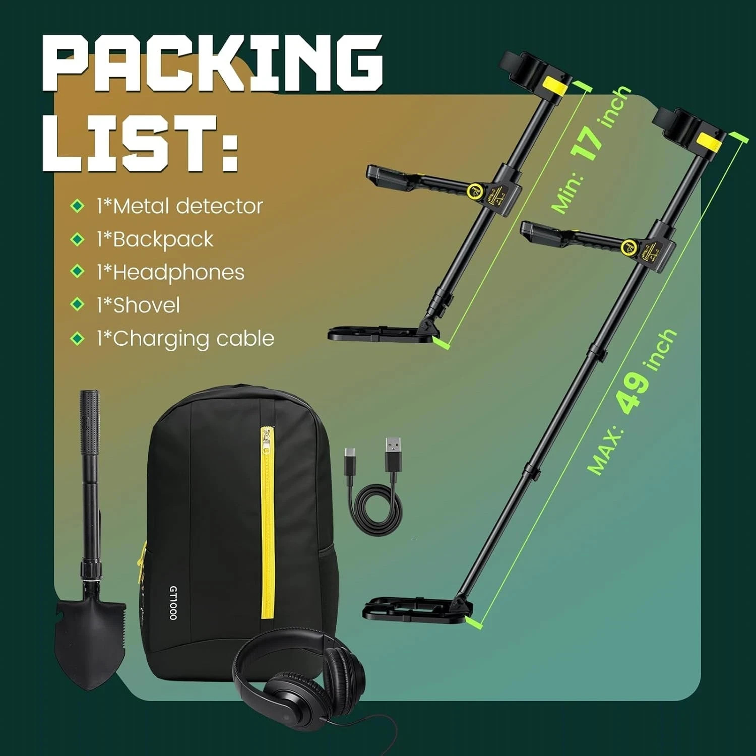 Metal Detector for Adults Waterproof – 2000mAh Chargeable Professional Cordless