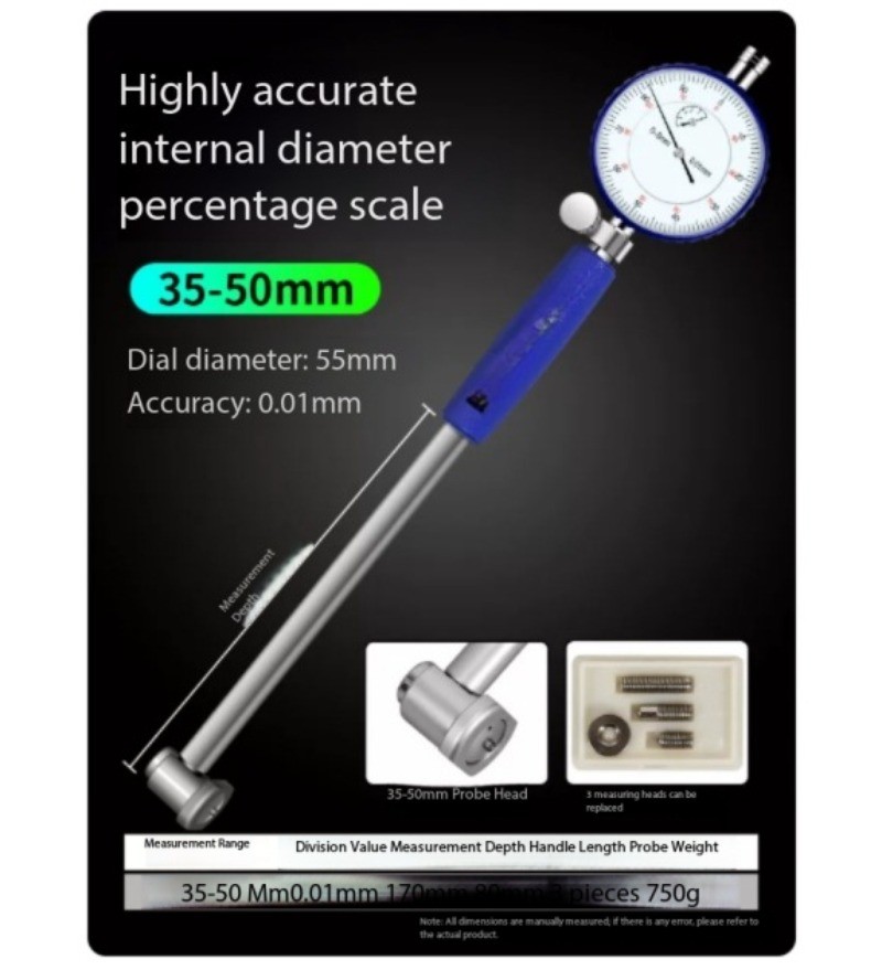 Internal Diameter Dial Gauge CylinderGauge Dial GaugeSet for MeasuringCylinders